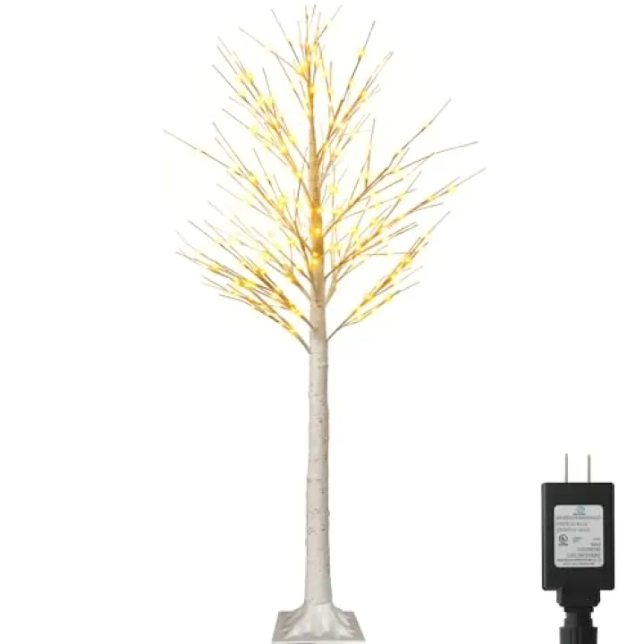 Easter Decorations 6 FT 144 LED Lighted Birch Tree, Christmas Decorations Outdoor Indoor, Pre-lit Christmas Tree with Lights for Indoor Outdoor Bedroom Christmas Wedding Party Decoration