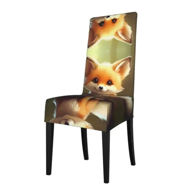 GGNKDL Cute Baby Fox Prints Restaurant Chair Covers are Detachable, Super Elastic, and Washable, Suitable for Kitchens