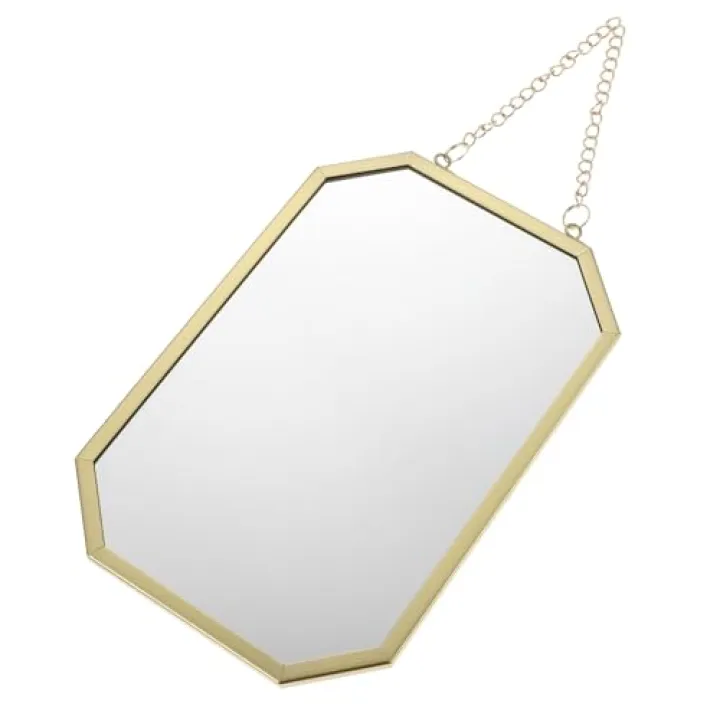 Ciieeo Small Wall Mounted Bathroom Mirror with Chain Hanging Practical Vanity Mirror for Bedroom and Bathroom Decor Rectangular Iron Frame Vanity Artistic Wall Accessory