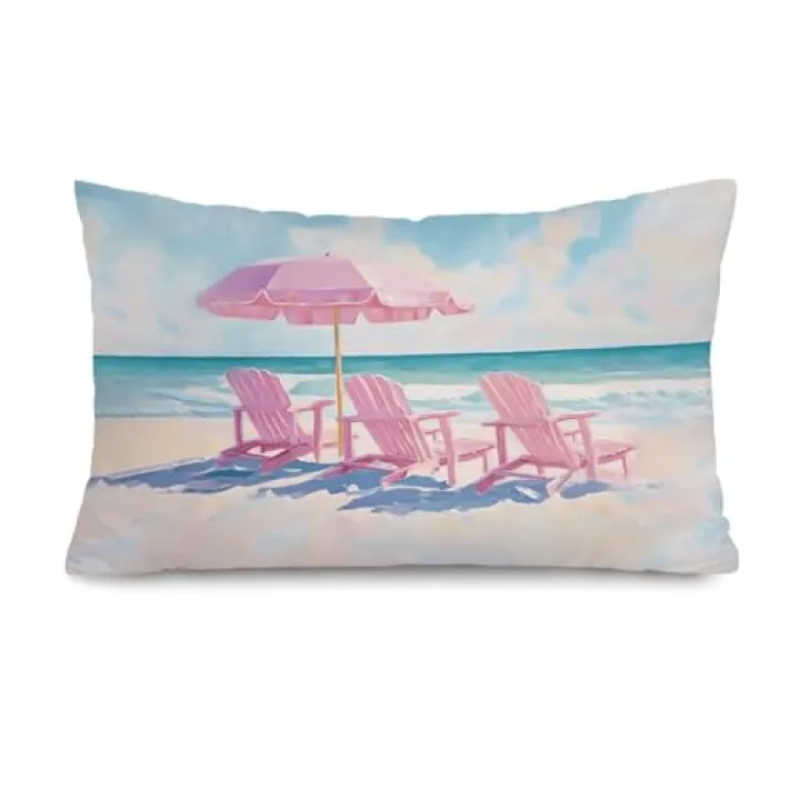 SJDFCSA Preppy Beach Coastal 12x20 Pillow Cover, Beach Home Room Decor, Retro Coastal Beachy Aesthetic Decorative Throw Pillow Covers Pillowcases for Couch Bed Girly Room Bedroom Dorm