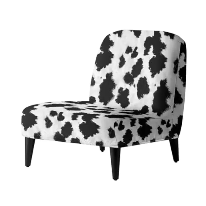 Accent Chair Slipcover Stretch Armless Cow Print Design Accent Chair Cover Without Arms Washable Furniture Protector Decorations Chair Cover for Living Dining Bedroom