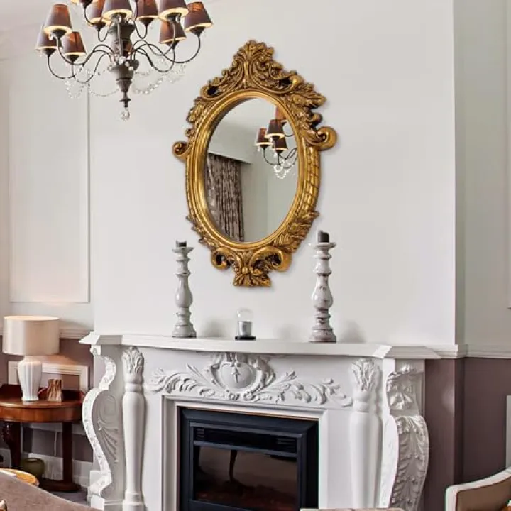 Autdot Large Antique Mirror, 28'' x 38'' Ornate Vinatge Gold Mirror with Baroque Framed, Decorative Mirrors for Living Room Dining Room Bedroom Entryway Fireplace
