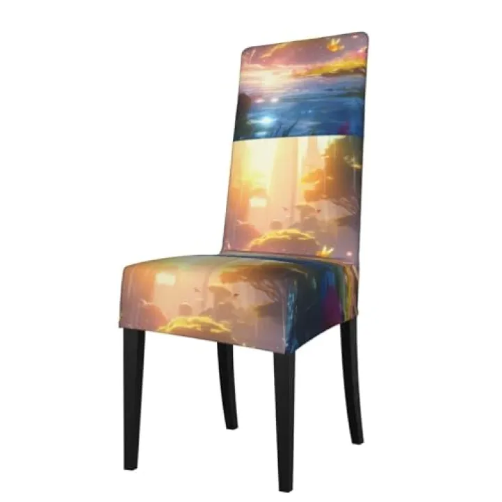 YYHWHJDE Mountain Birds Printing Protection Cover for Dining Chair - Soft, Comfortable, Wrinkle-Resistant Elastic Fits Most Armless Chairs