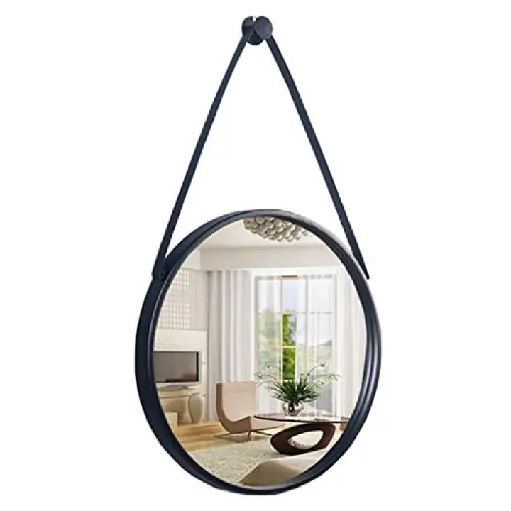 Wall Mounted Mirror - Large Metal Framed Mirror - Bathroom Vanity Mirror - Rustic Bathroom Decor Mirrors - Rectangular Entryway Decorative Wall Mirror -Hangs Horizontal & Vertical Gold (Black 80cm)