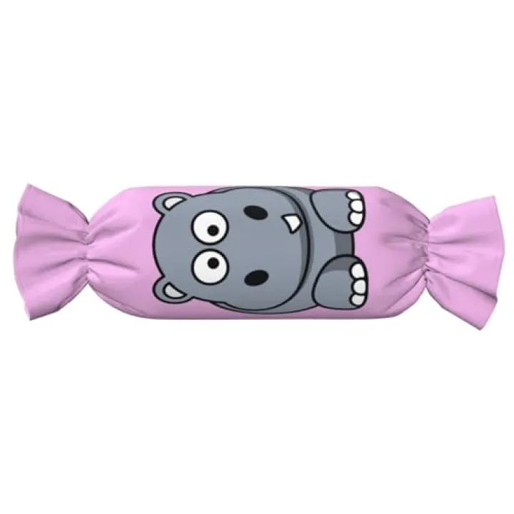 JBYJBX Cartoon Gray Hippopo Print Candy Cylindrical Practical Pillow Versatile Comfort Bedroom Living Room Travel