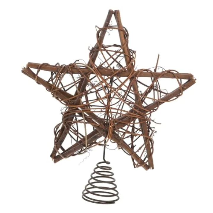 PRETYZOOM Christmas Tree Topper Rattan Five Pointed Star with Spring Base Tree Star Decoration for Indoor Holiday Festive Atmosphere Enhancer