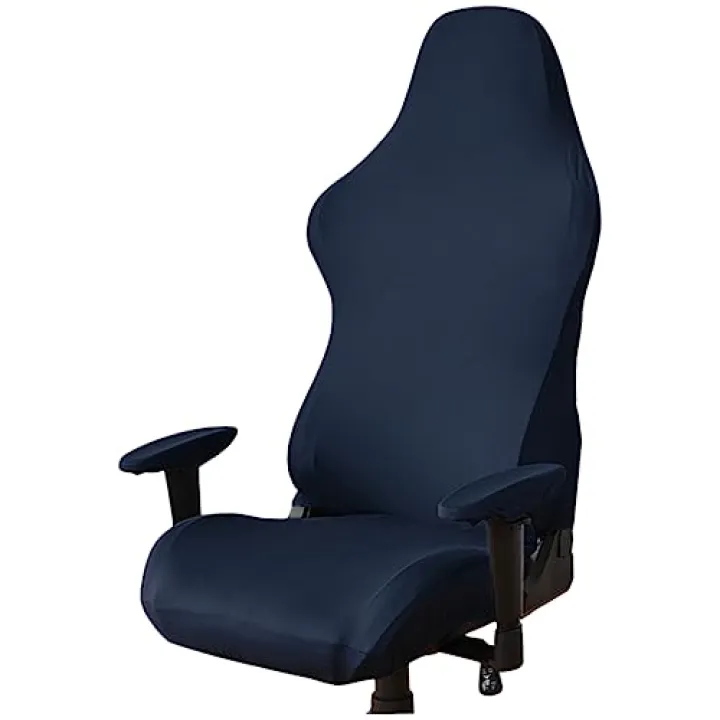 BEBEMOKO Stretchable Gaming Chair Cover Slipcover Washable Computer Seat Protector for Office and Gaming Chairs Elastic Easy Installation Fade Resistant Navy Blue