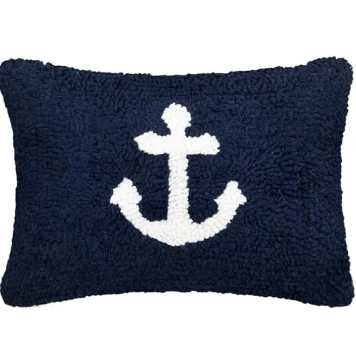Peryiter Coastal Anchor Throw Cute Anchor Plush Pillows for Bedroom Decor Sofa Living Room Home Cushion Outdoor Party, 12 x 8 Inches