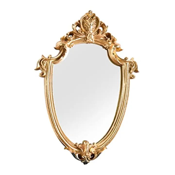 Alipis European Style Wall Mounted Mirror Elegant Vintage Hanging Resin Frame Small Bathroom Accent Mirror for Home Decor and Dressing