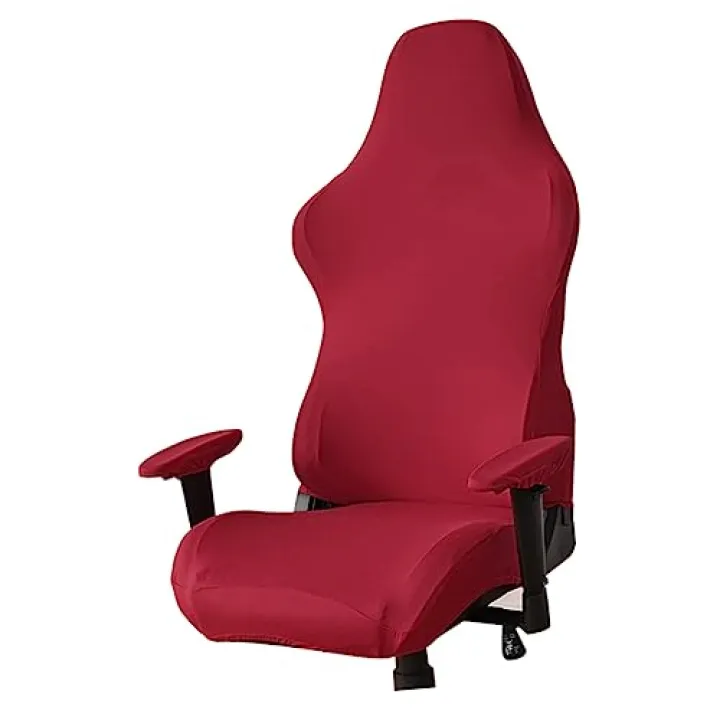 COOLHIYA Stretchable Red Computer Chair Cover Slipcover for Gaming and Office Chairs Elastic Full Protection Slipcover Washable and Fade Resistant Easy to Install and Store Suitable for
