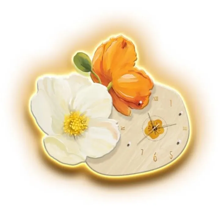 NSUQOA JSEIAJB Dining Room Decorative Painting With Clock LED Lights Glowing Cozy Kitchen Wall Art(68 * 60cm)
