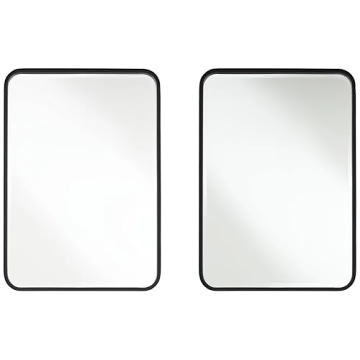 Uttermost Clara Black 24" x 34" Rounded Edge Rectangular Mirrors Set of 2