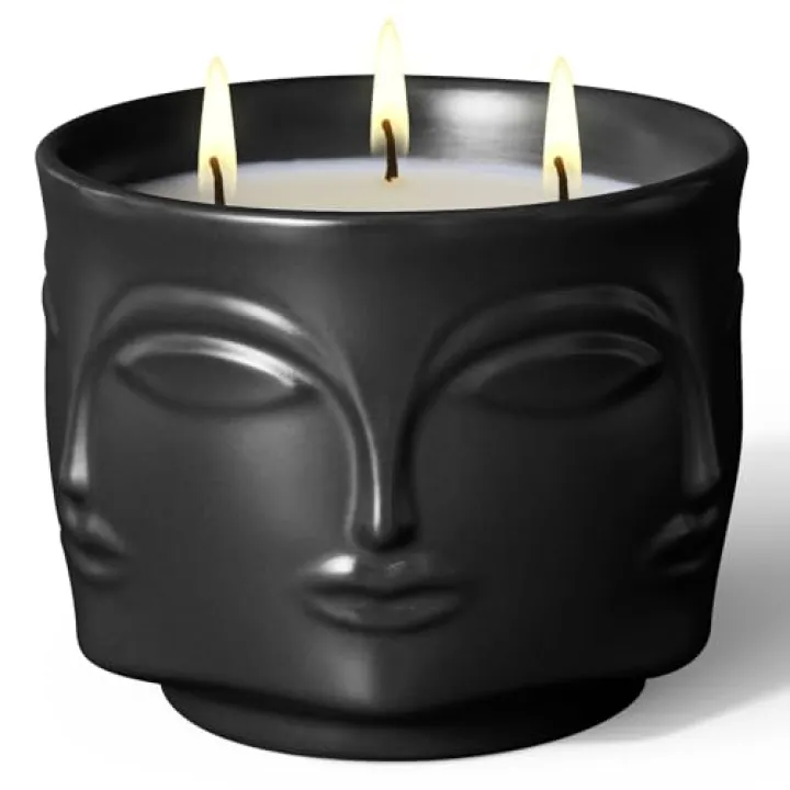Viyffo 20oz Large Black Funny Scented Candle for Men – Vanilla & Amber Oud, 3 Wick Non Toxic Soy Candle, Matte Ceramic Jar, Luxury Home Fragrance, Elegant Winter Décor & Premium Valentines Day Gift