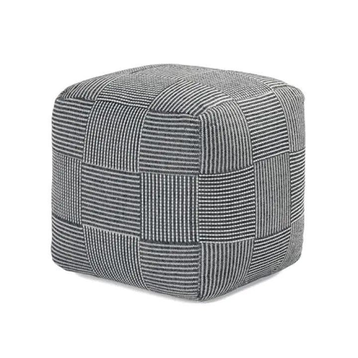 Anji Mountain 100% Handmade & Handcrafted Comfortable Home Décor Pouf Ottoman Footrest for Living Room, Bedroom, Nursery, Kidsroom, Patio Furniture - (20" x 20" x 20" - Gray Maze)