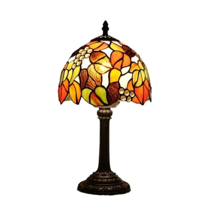 YHNNH Beautiful Vintage Style Multi-Color Table Lamp - 8 Inch Bedside Desk Light for Reading and Decor(Maple Leaf)