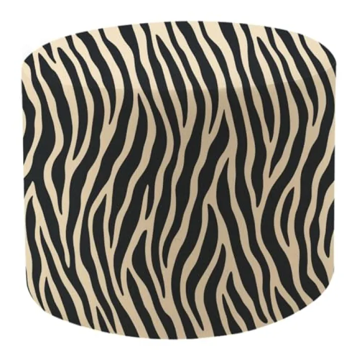 VETEB Round Pouf Ottoman Zebra Stripe Animal Jungle Texture Seamless Zebra Skin Foot Stool Foot Rest Floor Stool Bean Bag Chair Cotton Linen Removable Indoor Outdoor for Living Room Bedroom