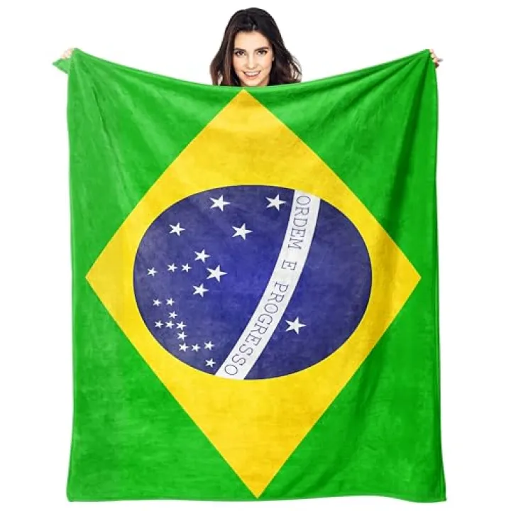 Brazil Brazilian Flag Throw Blanket Flannel Blankets Soft Warm Cozy Lightweight Bed Throws for Bedroom Living Room Sofa Couch Home Decor 60“x50”