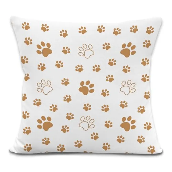 laveliabel Dogs Paw Prints Throw Pillow Covers 18x18, Gifts for Women Dog Mom, Dog Lovers Gift Decorative Pillow Covers, Cute Dogs Footprint Pillowcases Cushion Case for Home Couch Bedroom Decor