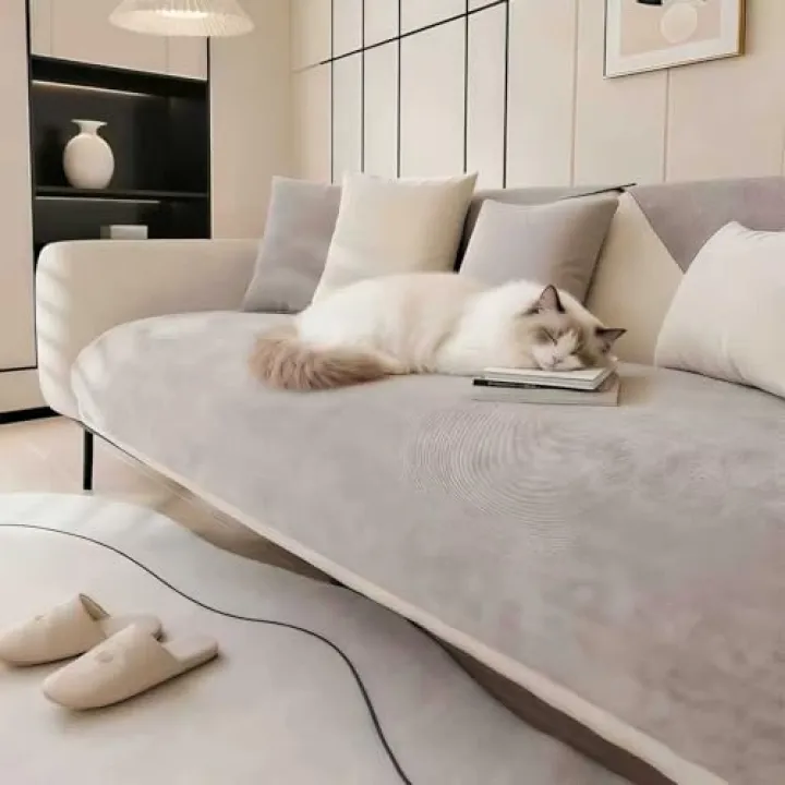 ZenQuirk Sofa Covers Washable and Couch Covers for Dogs - Waterproof, Non Slip, Couch Covers for 3 Cushion Couch Sofa Pet Friendly (Grey, 27.6" x 59")