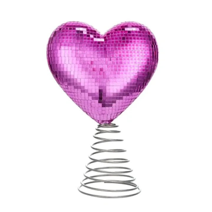 Mini Valentine Day Tree Topper Glitter Heart Shape Tree Hat for Valentines Party Holiday Ornament Home Decors (A-Purple, 17cm)