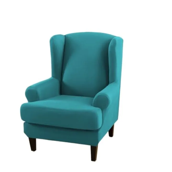 UXALoH6 Wing Chair Slipcover Solid Color Wing Chair Cover Stretch-Washable High Stretch Covers 2-Piece Armrest Living Room Decor(Color 5)