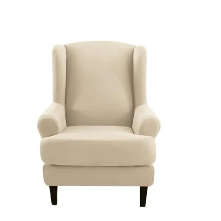 UXALoH6 Wing Chair Slipcover Solid Colour Wing Chair Covers Stretch Wingback Armchair Cover with Seat Cushion Elastic Removable Sofa Couch Protector(Color 6)