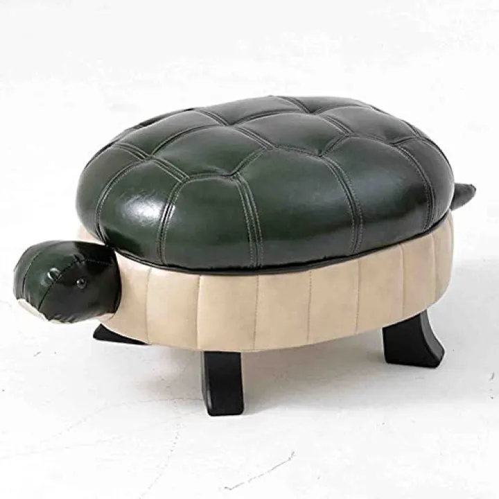 ZJXANOZ Animal Footstool Shoe Bench Solid, Pu Leather Pouf Wood Foot Stool Rest for Living Room Bedroom Sofa Bench Shoes Cartoon Stool Solid Wood Stool/K Green/66 * 35 * 25C,K G