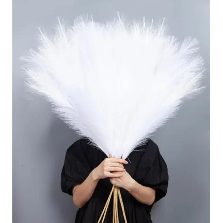 MUUNC 9 Pcs 45" Tall Pampas Grass White Decor, Long Stem Artificial Flower Floor Vase Large Faux Floral Pompas Fake Plants Dried Bouquet Arrangement Vase Filler for Boho Home Wedding Decoration