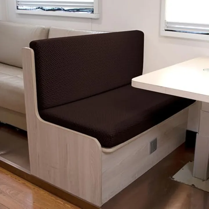 Stretch RV Dinette Cushion Covers, 2 Set Elastic Washable Jacquard Camper Car Cushion Slipcover Loveseat Sofa Seat Protector 2 Backrest & 2 Bench Cover(Coffee)
