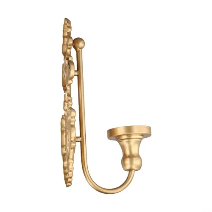 Artistic Wall Candle Holder Vintage Design Crafted From Heavy Duty Cast Iron For Enhanced Decor(Gold)