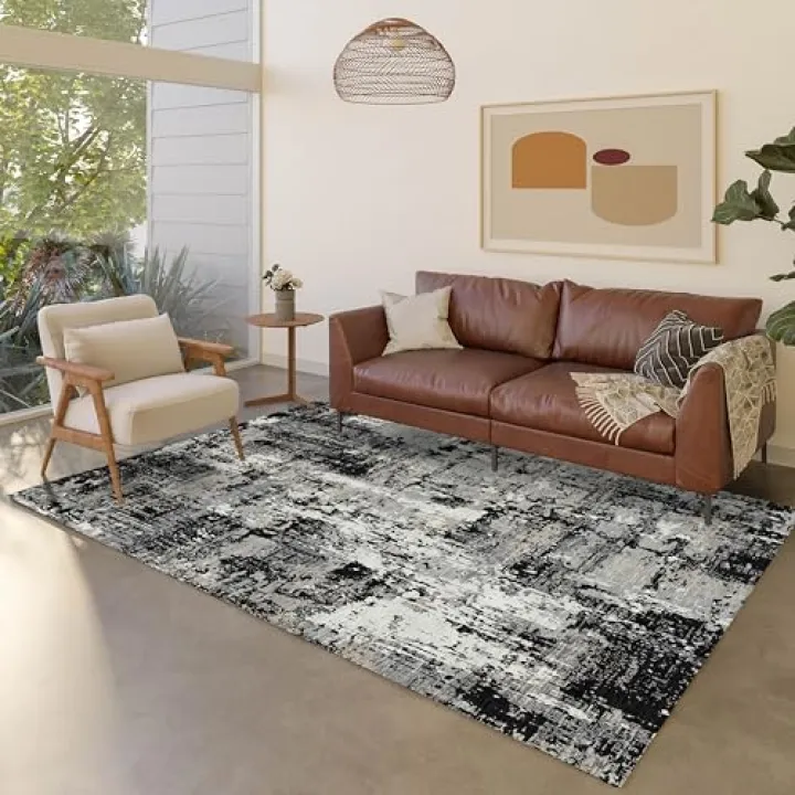 Dalyn Rugs Kochi KC7 Black 8' x 10' Indoor/Outdoor, Luxury Washable, Bedroom, Living Room, Dining Room, Kitchen, Patio Rug
