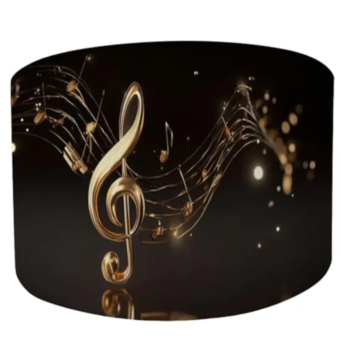 Round Pouf Ottoman Gold Music Notes Black Foot Stool Foot Rest Floor Stool Bean Bag Chair Cotton Linen Removable Indoor Outdoor for Living Room Bedroom