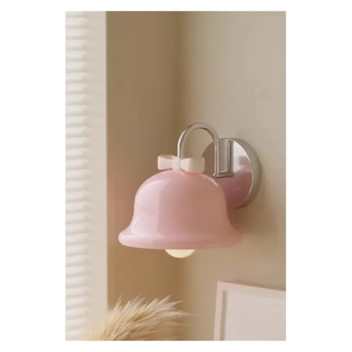 Energy Conservation Wall Light, Cute Princess Room Bedside Wall Lamps White Bow Bell Lamp Modern Art Romantic Warm Children's Room Bedroom Wall Lights LED