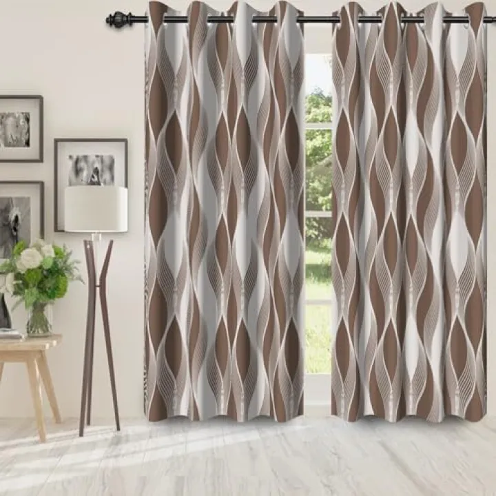 Yanutan Brown Stripe Blackout Curtains for Bedroom/Living Room,Brown Modern 2 Panels Sets Blackout Window Curtain,Minimalist Modern Ombre Thermal Insulated Printed Curtains with Grommet,42" Wx84 L