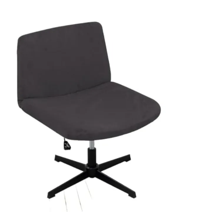Velvet Plush Armless Chair Covers Criss Cross Wide Seat Computer Task Chair Slipcovers Modern Mid Back Accent Chair Cover Stretch Swivel Vanity Chair Protectors(Dark Gray)