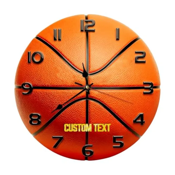Weyrucvv Personalized Basketball Wall Clock,Custom Clock with Text,Battery Operated Silent Non Ticking Wall Clocks for Living Room Bedroom,Gift for Sports Fans Unisex Adults Teen Kids Boys