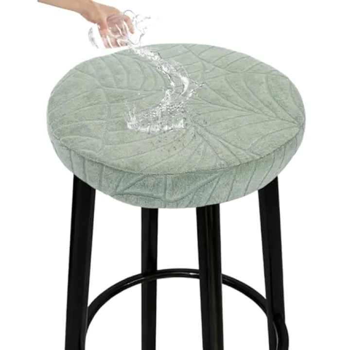 KRFOONN Waterproof Bar Stool Cushion 12 Inch Round Bar Cushions Chair Pad Soft Round Foam Padded Seat Cushions Washable Bar Stool Covers with Non Slip Backing Elastic Bottom (12 Inch, Green)