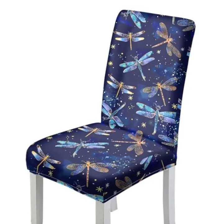 Psesaysky Dragonfly Dining Chair Covers Stretch for Dining Room Set of 1/2/4/6 Parson Chair Slipcovers Protectors, Soft Washable Decorative Chairs Slipcovers