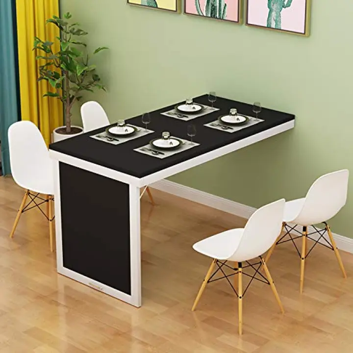 WXPGFEQ Tavolo a ribalta da Parete - Tavolo da Pranzo Pieghevole in Legno massello per Soggiorno e Cucina 4 opzioni di Colore Design salvaspazio Dimensioni: Nero 100x40x75 cm Perfetto per