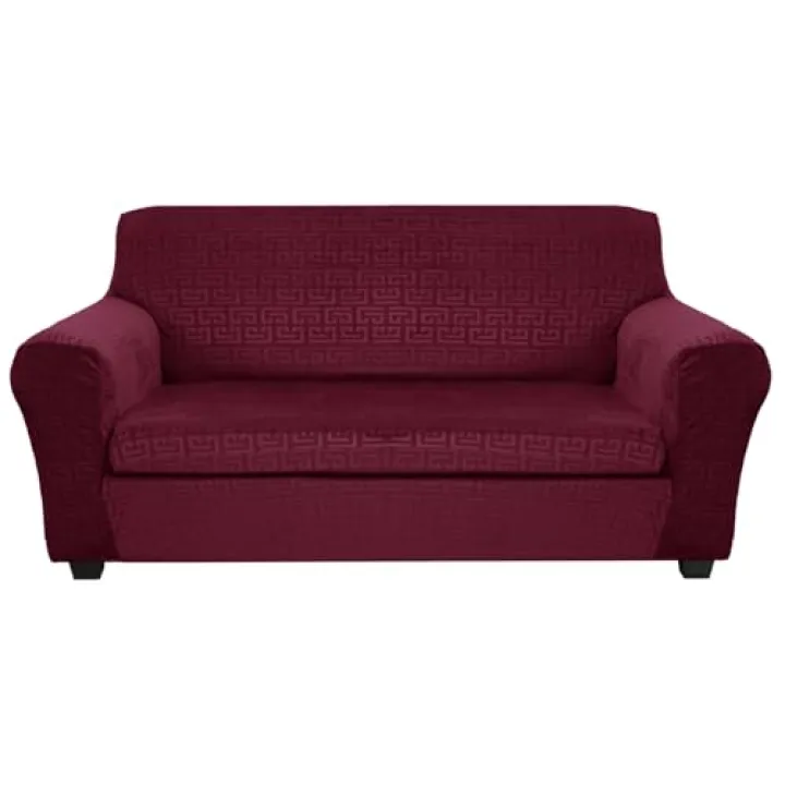 UNBBRRL Stretch Sofa Cover with Seat Cushions Covers Velvet, Non-Slip Sofa Covers for Ektorp/Settee/Couch with Ties and Elastic Bands (Rose red,Sofa+1 XL Bench Seat)