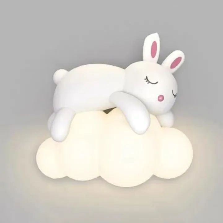 Dimmable LED Cloud Wall Light with Bear Rabbit Design for Nursery and Kids' Room