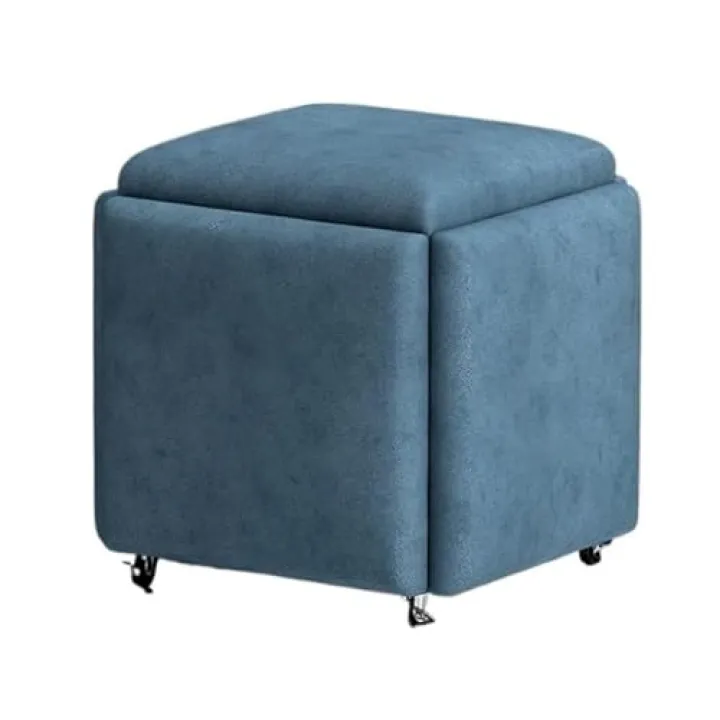 ZGLINMZ Multifunctional 5 in 1 Seating Cube with Swivel Caster Colorful Tech Fabric Stackable Sofa Chair Stool for Living Room Blue 35×35×35