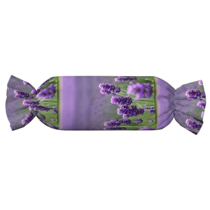 Purple Lavender Colored Flowers Print Candy Cylindrical Eco-Friendly Pillow Soft Velvet Living Room Bedroom Travel Decor
