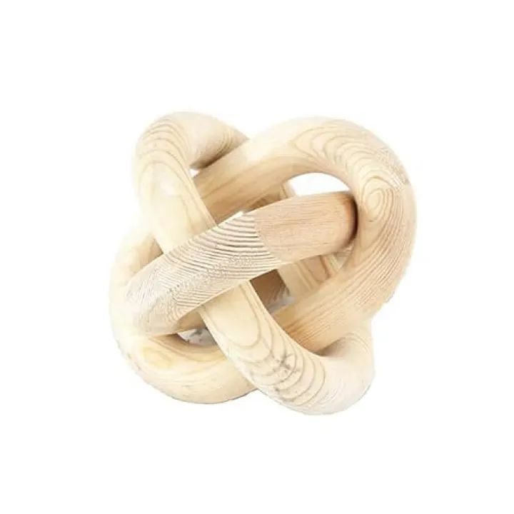 Wooden Knot Decoration, Three Link Wooden Chain Link Coffee Table Hand Carved Wooden Knot Modern Farmhouse Shelf Decoration(Beige)