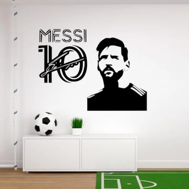 Soccer Wall Decal Vinyl Sticker – Football Player Wall Art Argentina Sports Poster Design for Kids Bedroom Playroom Gym – Removable Vinyl Decoration Mural Indoor Outdoor Home Room Decor (22"W x 17"H)