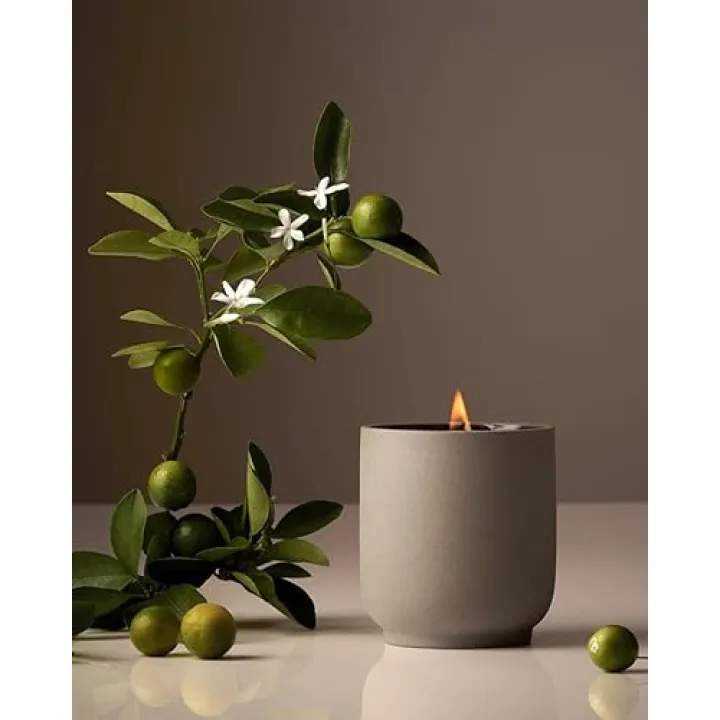 Homecourt Luxury Candle, Neroli Leaf Scent, 60-Hour Burn Time, Soy Wax Blend, Organic Cotton Wick, Reusable Kiln-Fired Ceramic Vessel, 8 Oz, 2.0