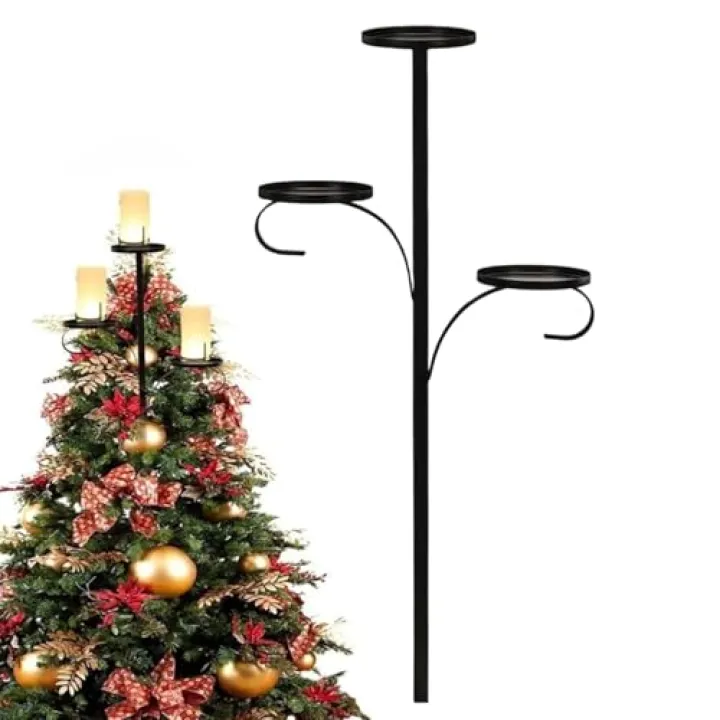 Triple Tree Topper, Triple Tree Topper Candle Holder for Christmas Trees, Light up Christmas Trees Accessories for Indoor & Outdoor Decor