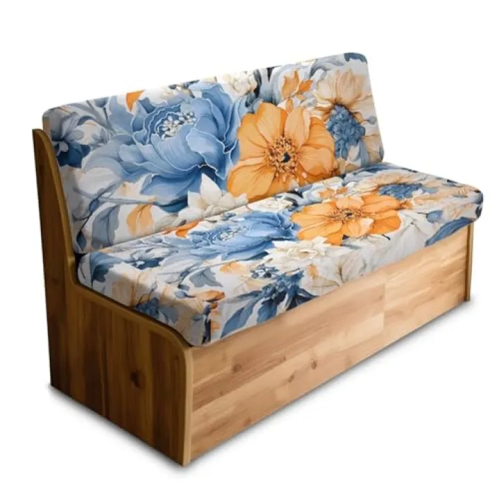 ZOUTAIRONG Blue Orange Floral Rv Dinette Cushion Covers Stretch Camper Couch Covers for Sofa Bed Washable 2 Pcs RV Cushion Slipcover