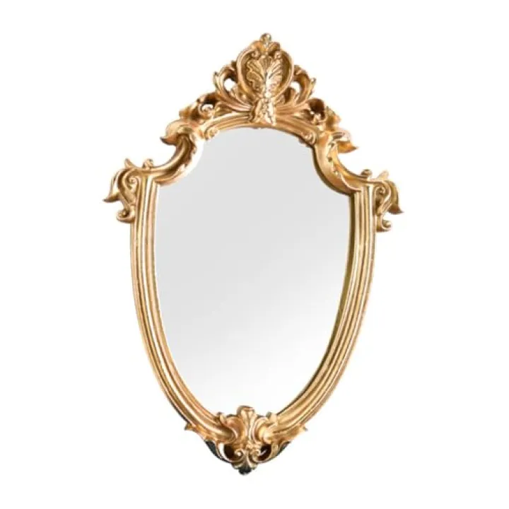 TOYANDONA European Style Retro Wall-Mounted Hanging Mirror Synthetic Resin Household Decorative Mirror High-Definition Vintage Royal Court Style for Home Decor