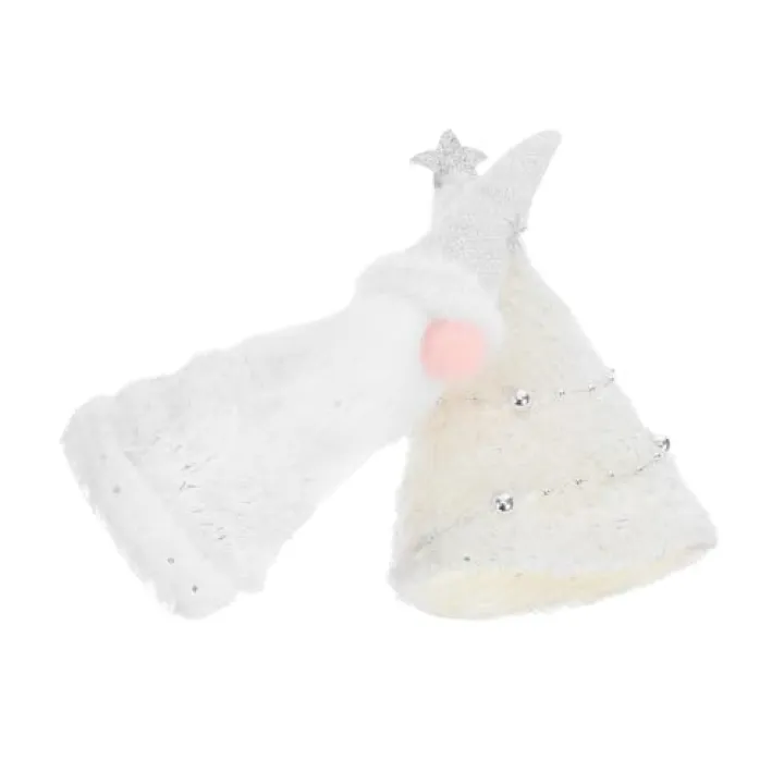 LALAFINA 2pcs No-face Doll Christmas Tree Toppers for Trees Cute Gnome Holiday Decorations White Silver and Santa Design Versatile Window Display Ornaments for Festive Decor